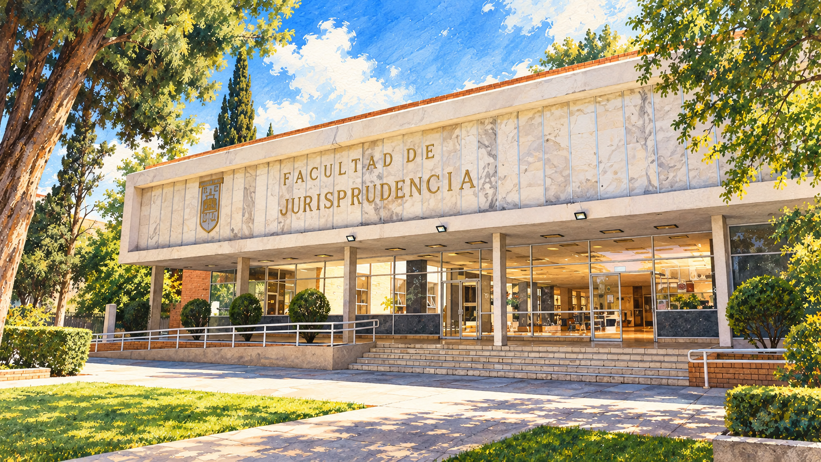 Ilustración en acuarela de Facultad de Jurisprudencia UAdeC Saltillo.